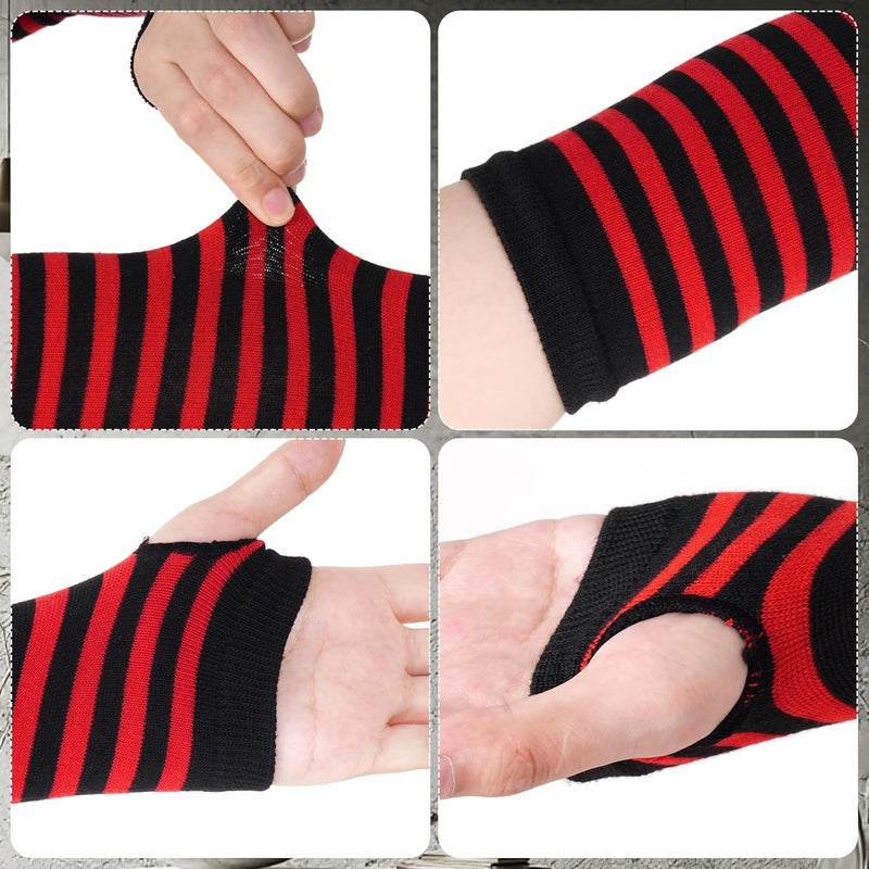 Nydotd Fingerless Long Sleeve Mittens Gloves Y2K Kawaii japanese harajuku Gothic Punk Knitted Striped Arm Warmer for Women - Image 5
